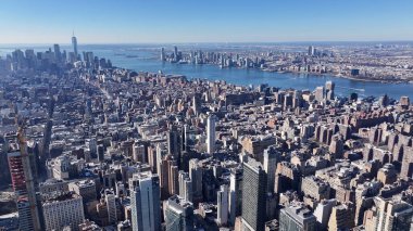 New York 'ta, Manhattan' da Empire State. Highrise Binaları Sahnesi. Güzel şehir manzarası. New York 'ta Empire State. İş Bölgesi Manzarası.