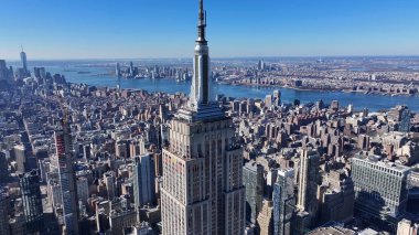 New York Skyline New York 'ta Manhattan' da. Highrise Binaları Sahnesi. Güzel şehir manzarası. New York Skyline, New York Birleşik Devletleri. Empire State Binası Manzarası.