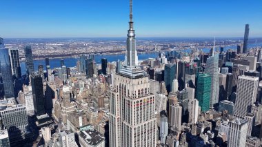 New York Skyline New York 'ta Manhattan' da. Highrise Binaları Sahnesi. Güzel şehir manzarası. New York Skyline, New York Birleşik Devletleri. Empire State Binası Manzarası.