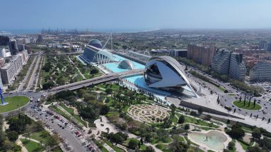 Valencia 'daki Bilim Müzesi Valenciana İspanya. Gelecekçi Şehir Manzarası. Bilim Müzesi. Valencia, Valenciana İspanya 'da. Turizm Tarihi Yer. Büyüleyici Skyline.