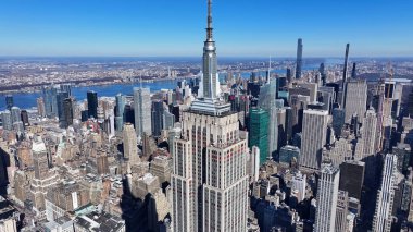 New York Skyline New York 'ta Manhattan' da. Highrise Binaları Sahnesi. Güzel şehir manzarası. New York Skyline, New York Birleşik Devletleri. Empire State Binası Manzarası.