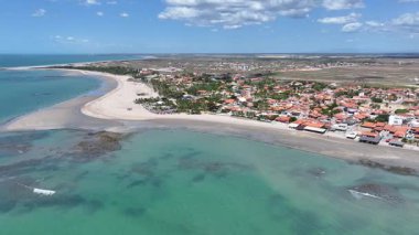 Piaui Brezilya 'daki Luis Correia' da Coqueiro Plajı. Sahil Skyline. Doğa manzarası. Yaz Gezisi. Piaui Brezilya 'daki Luis Correia' da Coqueiro Plajı. Tropikal Manzara.