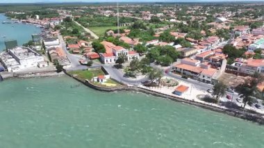 Ceara Brezilya 'daki Camocim Plajı' nda. Plaj manzarası. Doğa Deniz Burnu. Tatil Varış Yeri. Ceara Brezilya 'daki Camocim Plajı' nda. Yaz Seyahati.