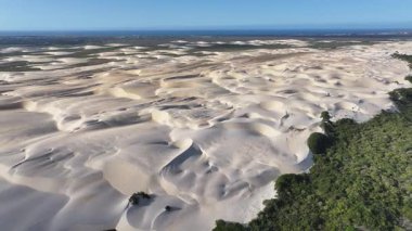 Piaui Brezilya 'daki Luis Correia' da Lencois Piauienses. Doğa Küçük Çarşafları. Portinho Gölü. Lencois Piauiens Luis Correia 'da. Kıvrımlı kum tepeleri. Yağmur suyu gölleri. Tropik Seyahat.