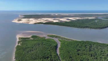 Maranhao Brezilya 'daki Tutoia' da Parnaiba Delta. Doğa Manzarası. Amerika 'nın Brezilya Deltası. Maranhao 'daki Parnaiba Delta. Sarmal Nehir. Plaj manzarası. Tatil seyahatleri. Brezilya Kuzeydoğu.