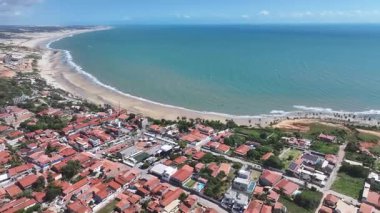 Ceara Brezilya 'daki Paraipaba' daki Lagoinha Plajı. Sahil Skyline. Doğa manzarası. Yaz Gezisi. Ceara Brezilya 'daki Paraipaba' daki Lagoinha Plajı. Tropikal Manzara.