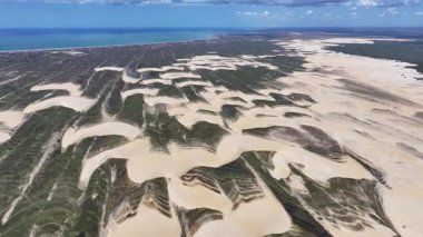 Piaui Brezilya 'daki Luis Correia' da Lencois Piauienses. Doğa manzarası. Kıvrımlı kum tepeleri. Lencois Piauiens Luis Correia 'da. Yağmur suyu gölleri. Portinho Gölü. Yaz Gezisi. Brezilya Kuzeydoğu.