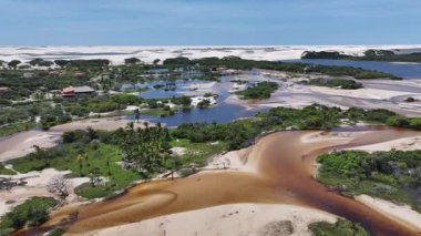 Maranhao Brezilya 'daki Santo Amaro' daki Betania Köyü. Güzel Ekosistem. Bay Water Manzarası. Maranhao 'daki Betania Köyü. Karanlık Nehir. Yerli Köyü. Turizm Seyahati. Brezilya Kuzeydoğu.