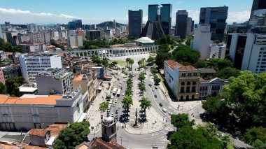 Rio de Janeiro Brezilya 'daki Lapa kemerleri. Gökdelenleri Şehir Merkezi Şehir Yaşamını Yansıtıyor. Endüstriyel Peyzaj Ticari Binası Güzel. Endüstriyel kasaba. Rio de Janeiro Brezilya.