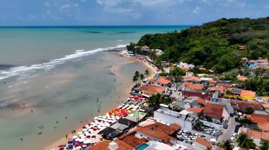 Rio Grande do Norte Brazil 'deki Bay Water. Bereketli bir tropikal sahil manzarasının nefes kesici görüntüsü. Cennet Skyline Idyllic göz kamaştırıcı. Cennet Rıhtımı Kıyısı.
