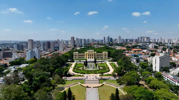 Sao Paulo Skyline Ipiranga Park Sao Paulo Brezilya 'da. Şehir Skyline Modern ve Geleneksel Mimariyi Gösteriyor. Metropolitan Skyline Binaları Güzel. Bina Mimarlığı Şirketi.