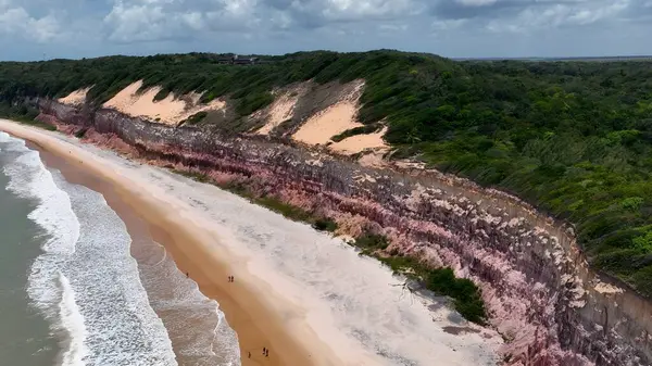 Rio Grande do Norte Brezilya 'daki Pipa Beach' teki Manzaralı Uçurumlar. Bereketli bir tropikal sahil manzarasının nefes kesici görüntüsü. Sahil Gökyüzü Sahil Kıyısı Yaz Zamanı. Deniz kenarında Panoramik.