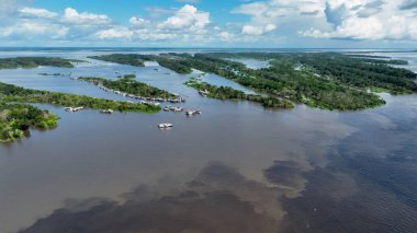 Manaus Amazonas Brezilya 'daki Amazon Ormanı. Amazon Yağmur Ormanları Nehir Sarmalı Yoğun Ormanı 'nı gösteriyor. Kolombiya Nehri Ormanı Brezilya Körfezi. Kolombiya Ormanı. Manaus Amazonas.