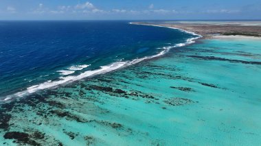 Kralendijk Bonaire Hollanda 'daki Sorobon Plajı Antilleri. Birds 'ün Karayip Sahili Manzarası. Cennet Skyline Idyllic göz kamaştırıcı. Paradise Rıhtım Sahili. Kralendijk Bonaire.