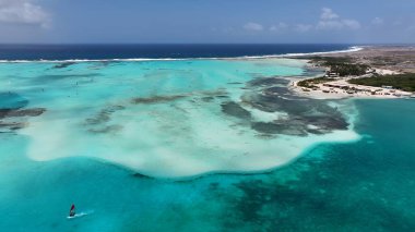 Kralendijk Bonaire Hollanda 'daki Sorobon Plajı Antilleri. Birds 'ün Karayip Sahili Manzarası. Cennet Adası Manzarası Minnettar Güzel. Yaz Zamanı Minnettar Kıyı.