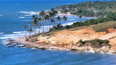 Ceara Brezilya 'daki Paraipaba' daki Lagoinha Plajı. Sahil Skyline. Doğa manzarası. Yaz Gezisi. Ceara Brezilya 'daki Paraipaba' daki Lagoinha Plajı. Tropikal Manzara.