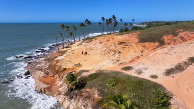 Ceara Brezilya 'daki Paraipaba' daki Lagoinha Köyü. Plaj manzarası. Doğa Deniz Burnu. Tatil Tatilleri. Ceara Brezilya 'daki Paraipaba' daki Lagoinha Köyü. Yaz Seyahati.