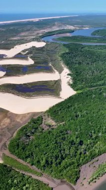 Parnaiba Delta Piaui Brezilya 'da Parnaiba' da. Sarmal Nehir. Doğa Manzarası. Piaui 'de Parnaiba Delta. Amerika 'nın Brezilya Deltası. Plaj manzarası. Tatil seyahatleri. Brezilya Kuzeydoğu.