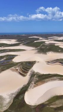 Piaui Brezilya 'daki Luis Correia' da Lencois Piauienses. Doğa manzarası. Kıvrımlı kum tepeleri. Lencois Piauiens Luis Correia 'da. Yağmur suyu gölleri. Portinho Gölü. Yaz Gezisi. Brezilya Kuzeydoğu.