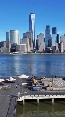 New York Skyline New York 'ta Manhattan' da. Highrise Binaları Sahnesi. Finans Bölgesi. New York Skyline, New York Birleşik Devletleri. Sahil Kenarı Manzarası.