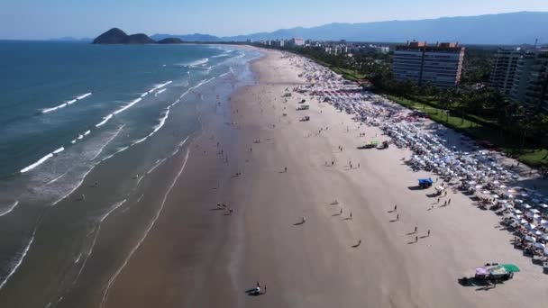Flying Riviera Sao Lourenco Beach Sao Paulo Brazil Summer — Stock Video