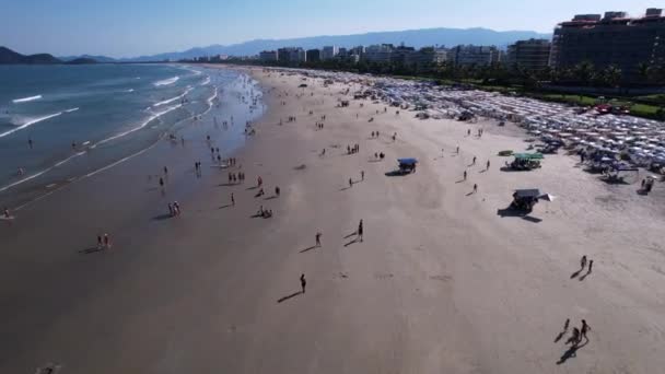 Volando Sobre Playa Riviera Sao Lourenco Sao Paulo Brasil Durante — Vídeos de Stock