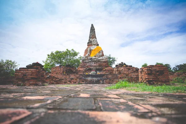 Bela Paisagem Wat Lokayasutharam Ayutthaya Tailândia Site Ayutthaya Unesco Patrimônio — Fotografia de Stock