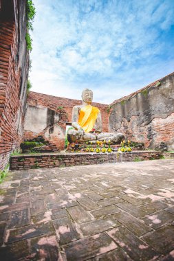 Wat Lokayasutharam, Ayutthaya, Tayland 'da güzel bir manzara. Ayutthaya Unesco Dünya Mirası Bölgesi.