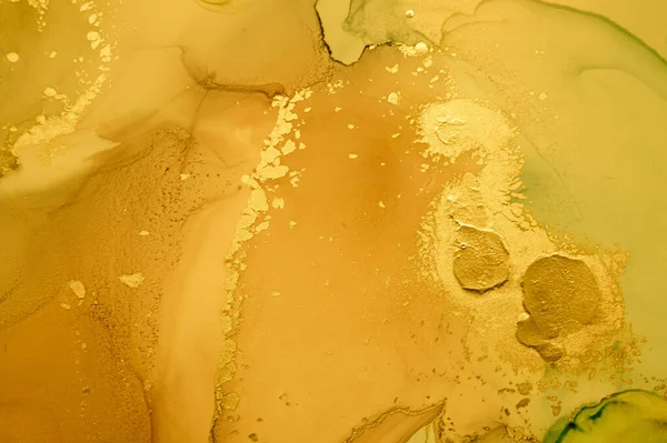 Gold Fluid Art. Liquid Abstract Background. Acrylic Oil Design. Marble Effect. Fluid Art. Modern Flow Illustration. Glitter Watercolor Paper. Yellow Alcohol Ink Wallpaper. Liquid Fluid Art.