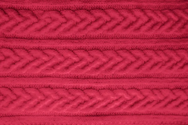 編んだウールを編む ヴィンテージ織の織物 詳細ニットウェアクリスマス背景 抽象的なウール 赤い繊維の糸 北欧のクリスマスプレイ ソフトジャンパー ガーメント リネンニット生地 — ストック写真