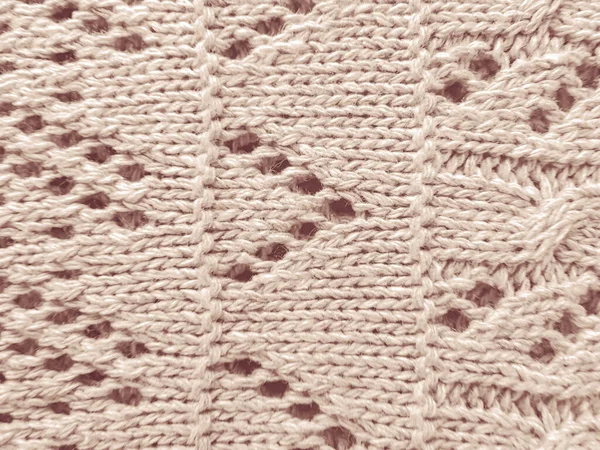米色杰卡尔针织 北欧服装材料 有机编织线 复古手工帆布 编织品 圣诞节羊毛饰品 针织物柔软的背景 针织织物 — 图库照片