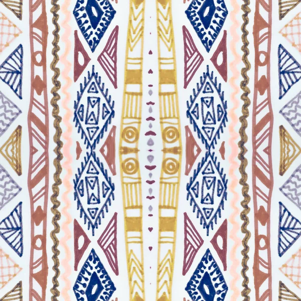 Zökkenőmentes Perui Minta Geometrikus Natív Textúra Mexikói Motívumtervezés Kézzel Rajzolt — Stock Fotó