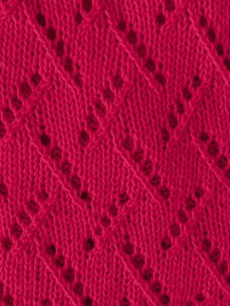 圣诞针织面料 有机羊毛织物 详细手工螺纹羊绒 圣诞节编织图案 斯堪的纳维亚宏观刺绣 红色圣诞针织背景 — 图库照片