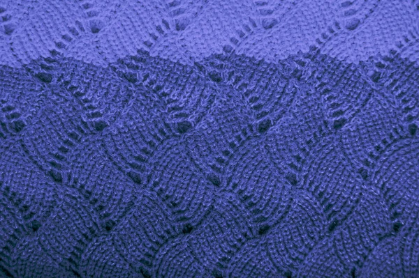 Knitted Blanket. Organic Woven Pattern. Jacquard Holiday Background. Soft Knitted Blanket. Blue Macro Thread. Scandinavian Xmas Cloth. Linen Canvas Garment. Weave Knitted Sweater.