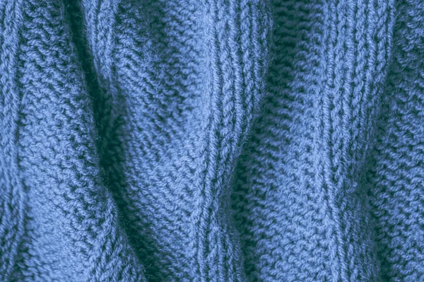 Knitted Blanket. Organic Woolen Fabric. Handmade Winter Background. Closeup Knitted Sweater. Blue Cotton Thread. Nordic Xmas Print. Linen Canvas Cashmere. Soft Knitted Blanket.