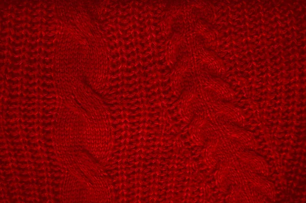 Knitted Fabric. Vintage Woven Pattern. Fiber Handmade Holiday Background. Soft Abstract Wool. Red Weave Thread. Nordic Xmas Jumper. Linen Print Cashmere. Detail Knitted Wool.