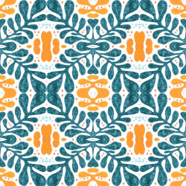 İspanyol modeli. Fas geometrik baskısı. Suluboya majolika veya azulejo seramik arkaplan. İspanyol fayans tasarımı. Kusursuz Portekiz mozaiği. Soyut İtalyan süsü. Çiçekli İspanyol deseni.