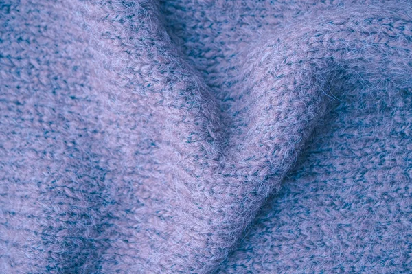 Macro Cobertor Malha Padrão Tecido Abstrato Fundo Férias Artesanal Closeup — Fotografia de Stock