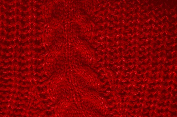 Detail Knitted Wool Organic Woven Texture Structure Handmade Xmas Background — Stock Photo, Image