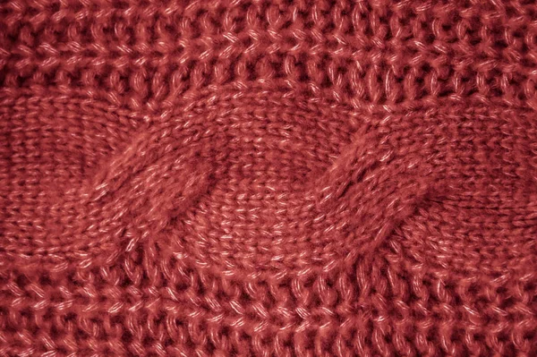 Nahaufnahme Gestrickte Wolle Organisch Gewebte Textilien Struktur Jacquard Winter Hintergrund — Stockfoto