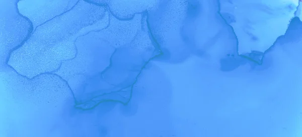 Blue Pastel Flow Water Akvarell Färg Bakgrund Kreativa Bläck Fläckar — Stockfoto