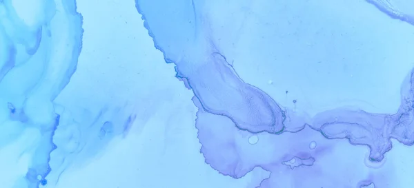 パステルフロースプラッシュ ブルー水彩ペイントの背景 現代のインクはテクスチャを染色します グラデーションインクが大理石を染色します ピンクパステルフローデザイン 青いパステルの流れの液体 現代波の背景 — ストック写真