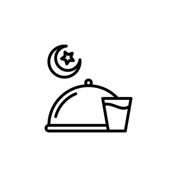Illustrazione Vettoriale Dell Icona Iftar Con Stile Del Contorno Adatto — Vettoriale Stock