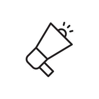 Düz stilde megafon simgesi. Beyaz izole arkaplanda hoparlör vektör çizimi. Megafon iş konsepti.