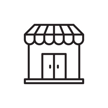 Simgeyi düz bir şekilde sakla. Beyaz izole edilmiş arka planda dükkan vektör çizimi. Mağaza iş konsepti.