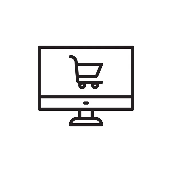 Shopping Cart Icon Flat Style Computer Vector Illustration White Isolated — Stock Vector