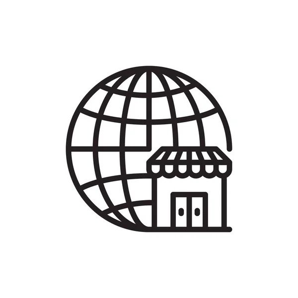 Icône Marché Mondial Dans Style Plat Illustration Vectorielle Globe Sur — Image vectorielle