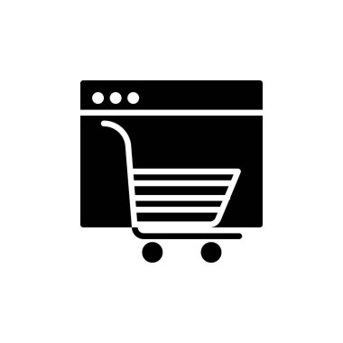 Alışveriş arabası ikonu düz stil. Beyaz izole arkaplanda sepet vektör çizimi. E-ticaret iş konsepti.