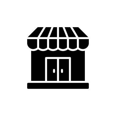 Simgeyi düz bir şekilde sakla. Beyaz izole edilmiş arka planda dükkan vektör çizimi. Mağaza iş konsepti.