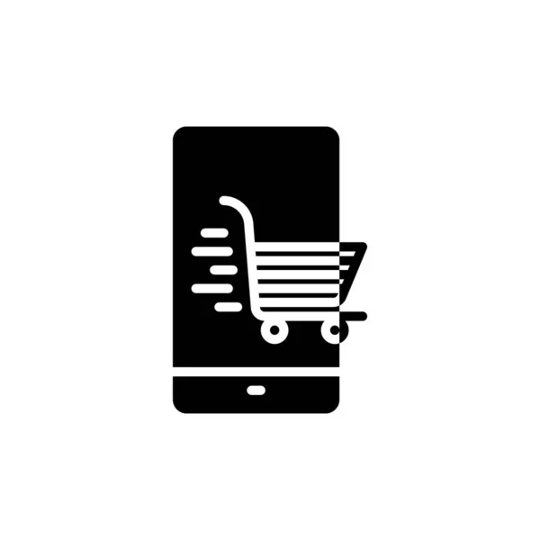 Smartphone Shopping Cart Icon Flat Style Commerce Vector Illustration White — Stock Vector